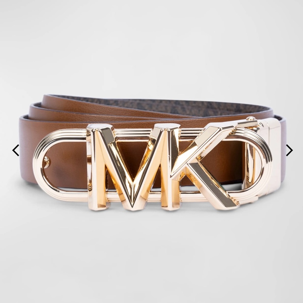 Michael Kors Gold Brown Belt Sleek Design